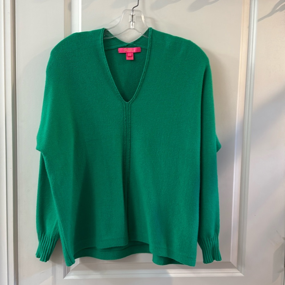 Lilly Pulitzer Womens Sevie Sweater Evergreen Pullover Sparkle